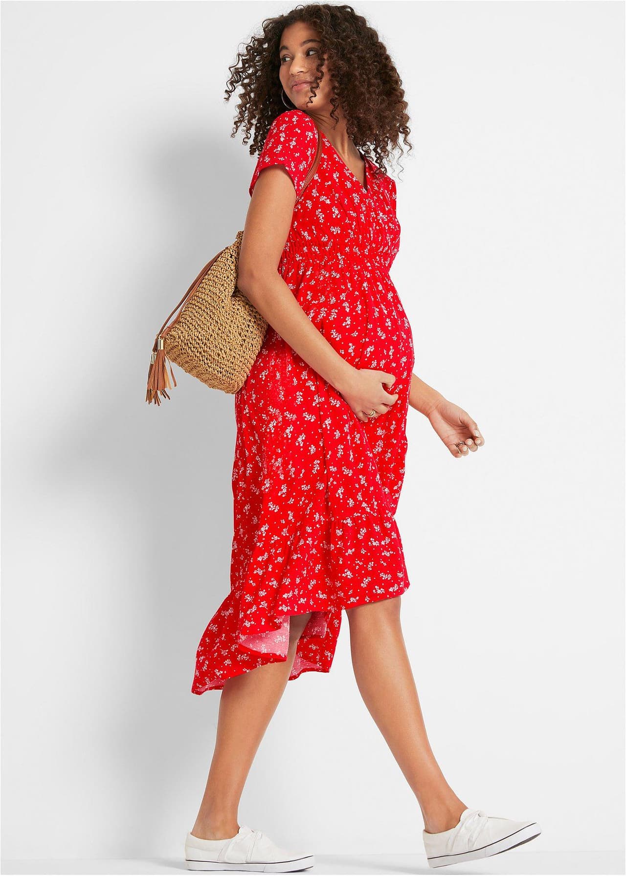 Mamma-/amningsklänning i viskoskräpp