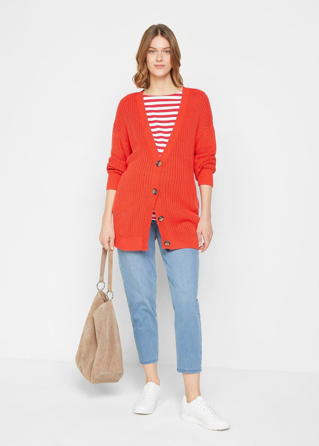 Mammajeans av stretchigt bomullsmaterial med avsmalnande ben