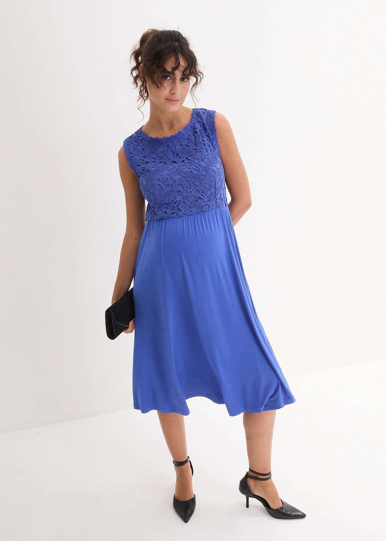 Mammaklänning med spets och töjbart ryggparti