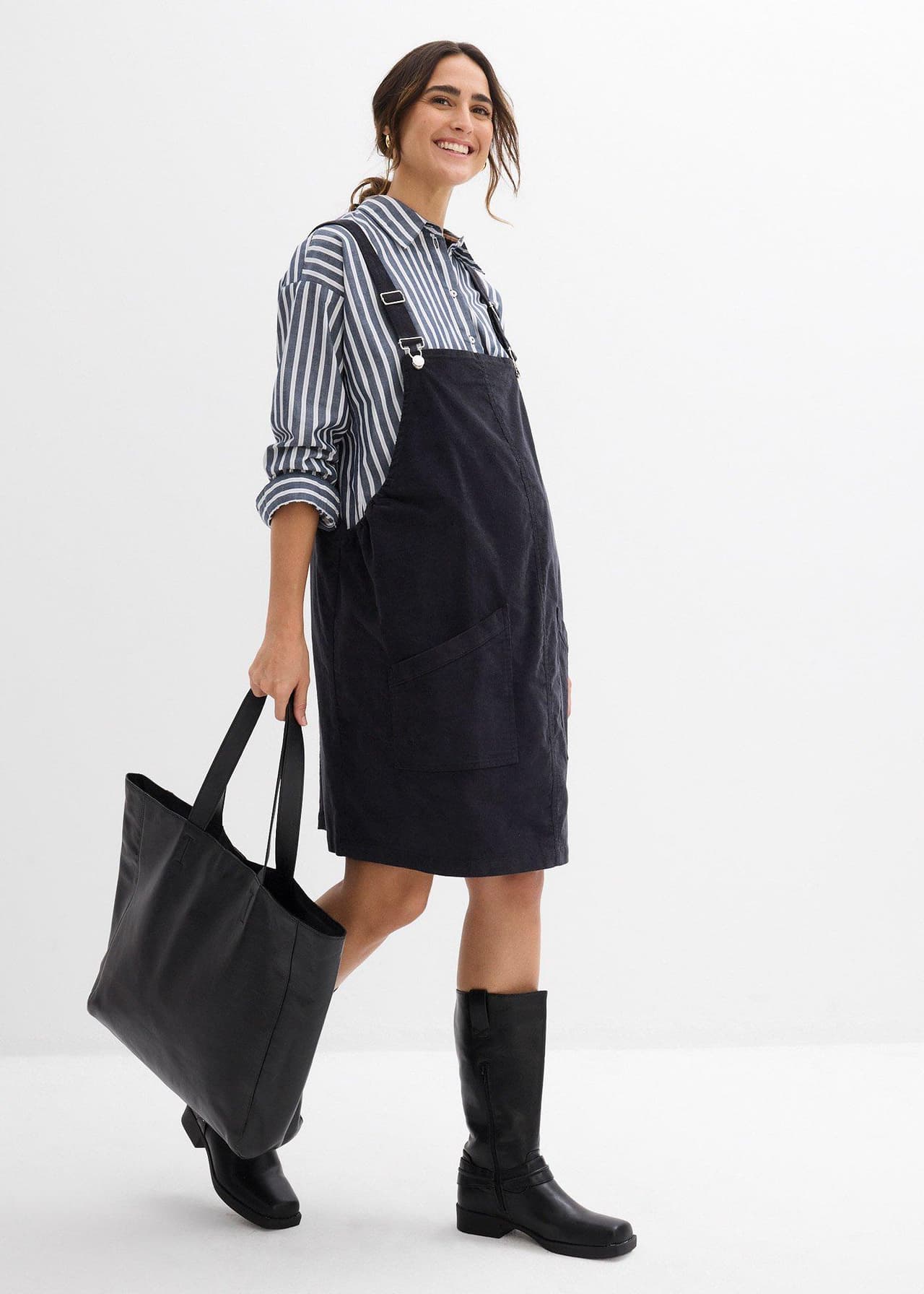 Mammasnickarklänning i stretchig bomullsmanchester