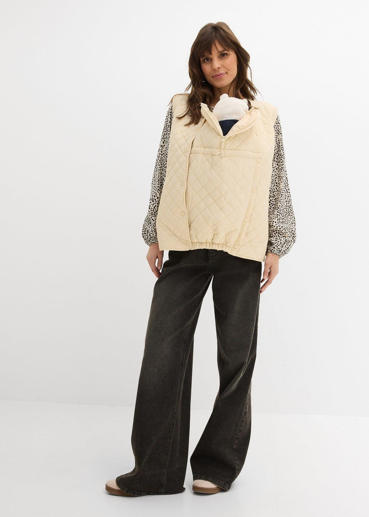 Tunn mammajacka/-väst med avtagbara ärmar och babyficka från bonprix