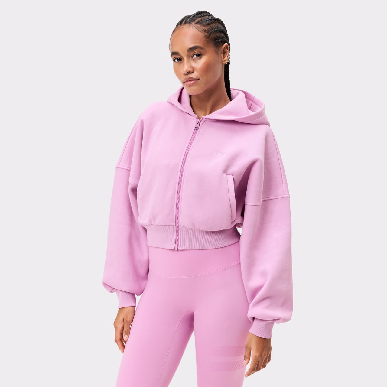 Relaxed Cropped Full Zip Hoodie